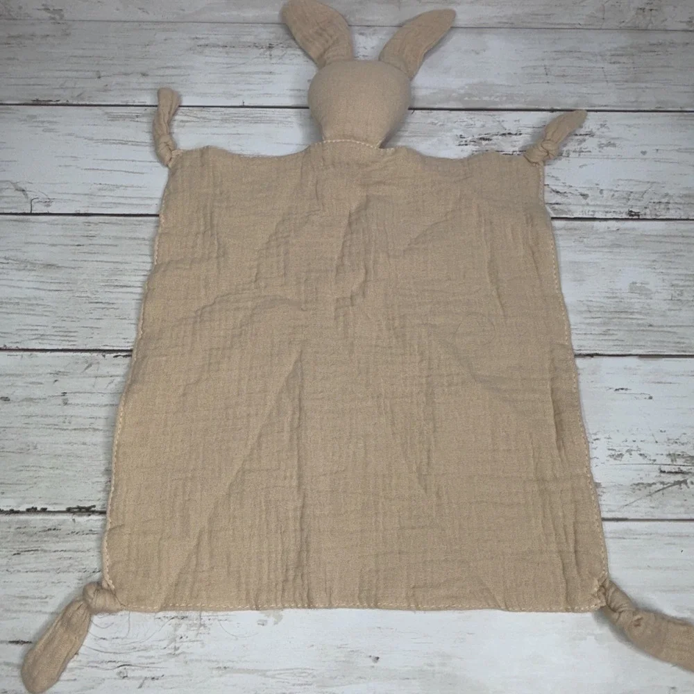 Soft Cotton Muslin Bunny Rabbit Lovey  Embroidered Eyes Security
